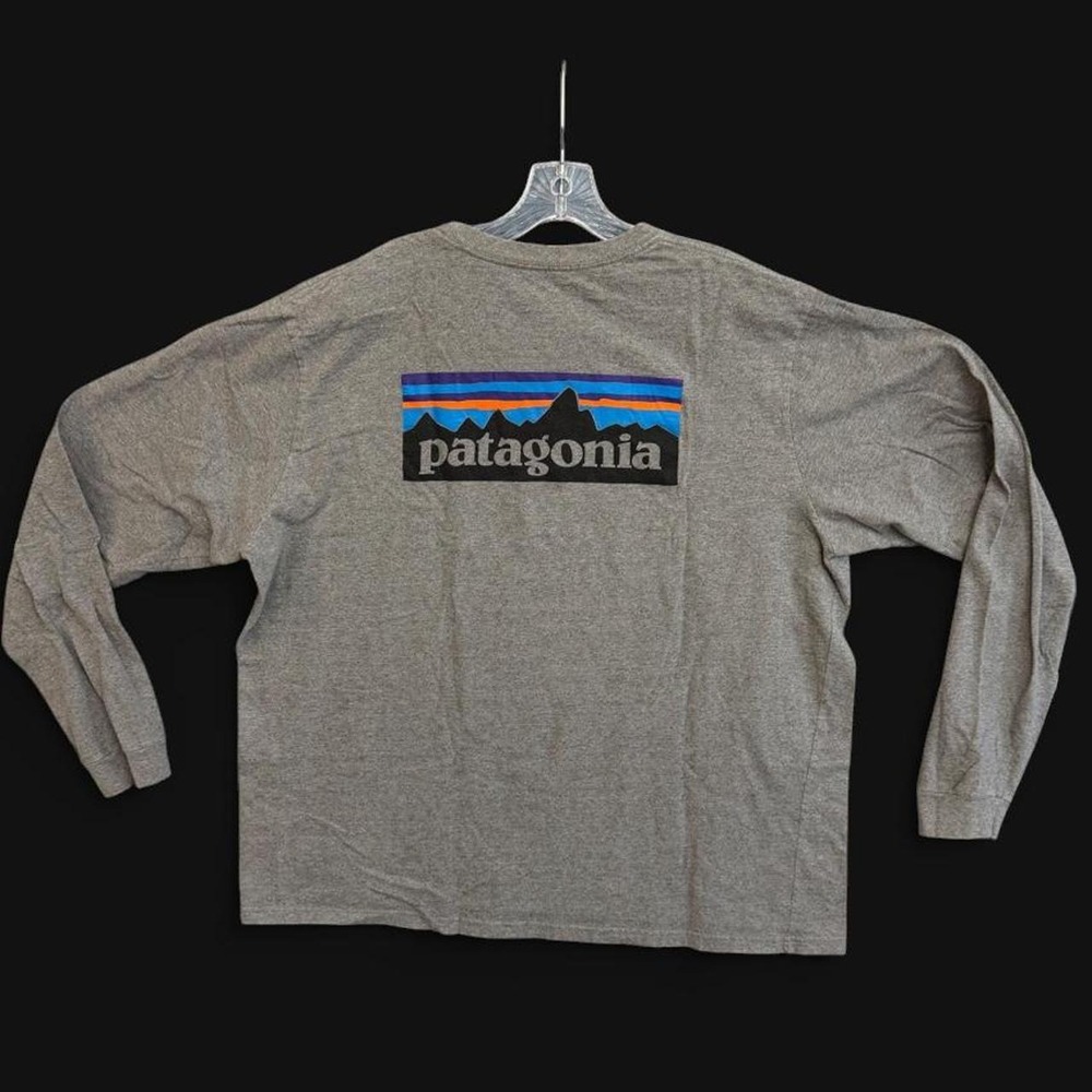 2XL Patagonia P-6 Fitz Roy Logo Long Sleeve Graphic Tee Heather Grey XXL